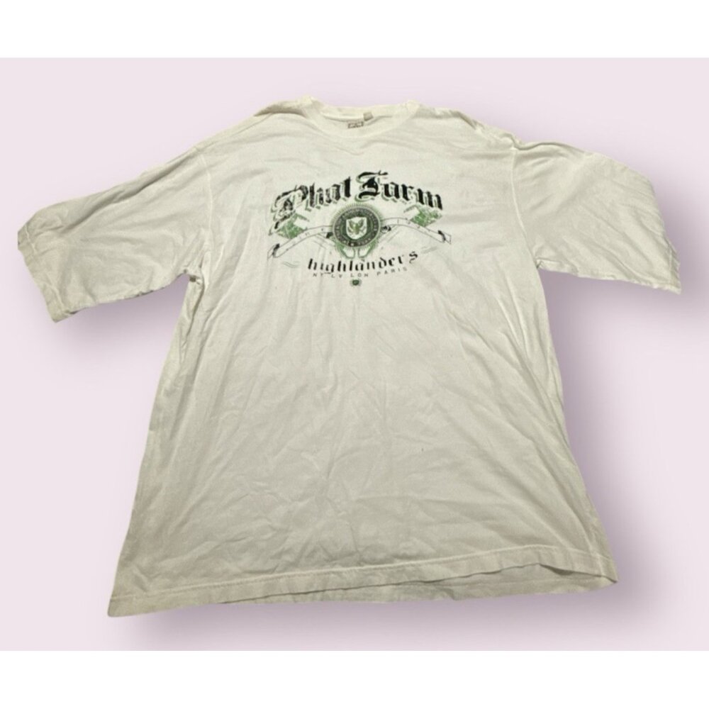 Vintage Phat Farm Shirt Mens 3XL White‎ Logo Highlanders